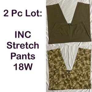 LOT: INC Stretch Woman Side Zip Entry Stretch Pants Green, 2pc